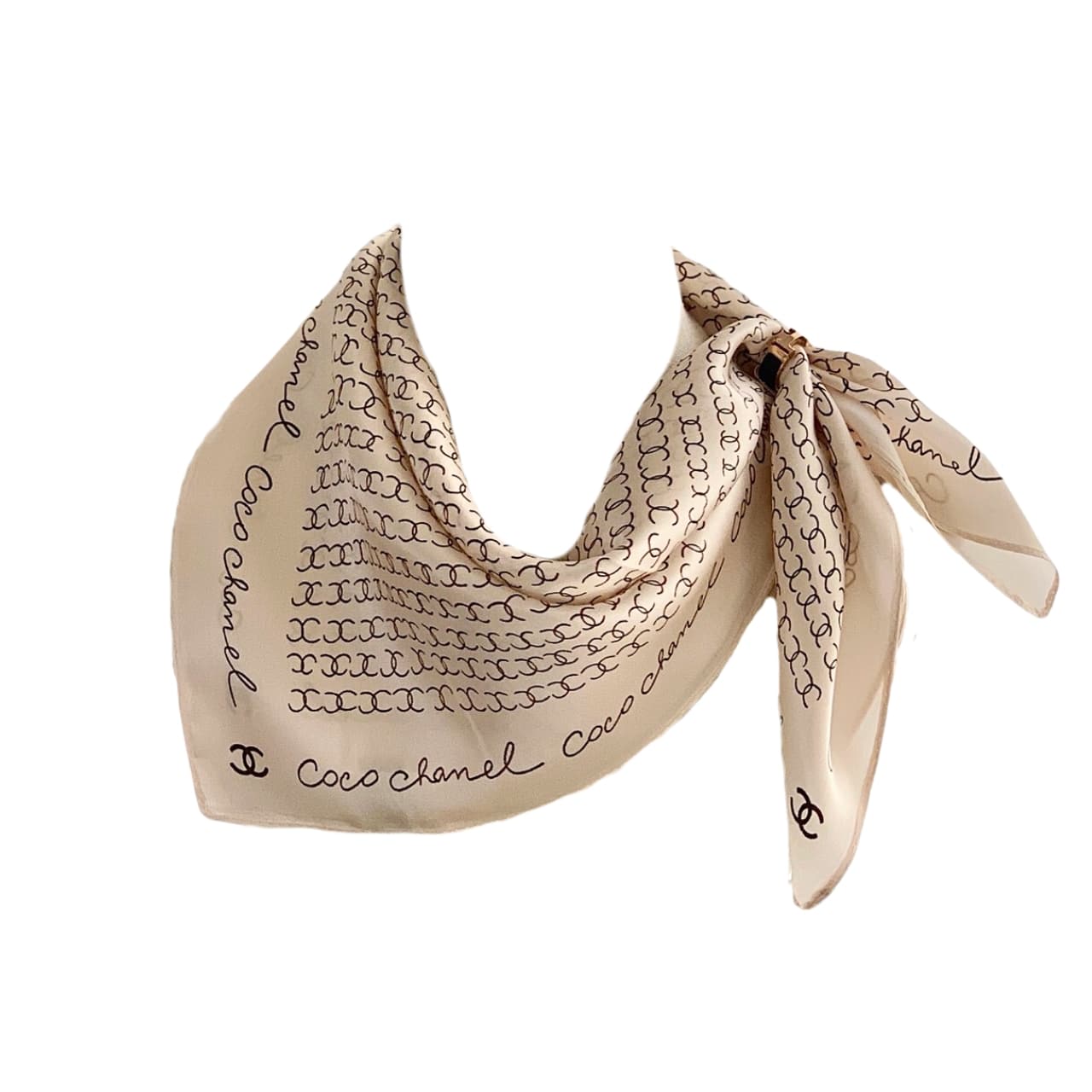 Anum Bags CHL COCO SIGNATURE SILK SCARF IN BEIGE 70CM