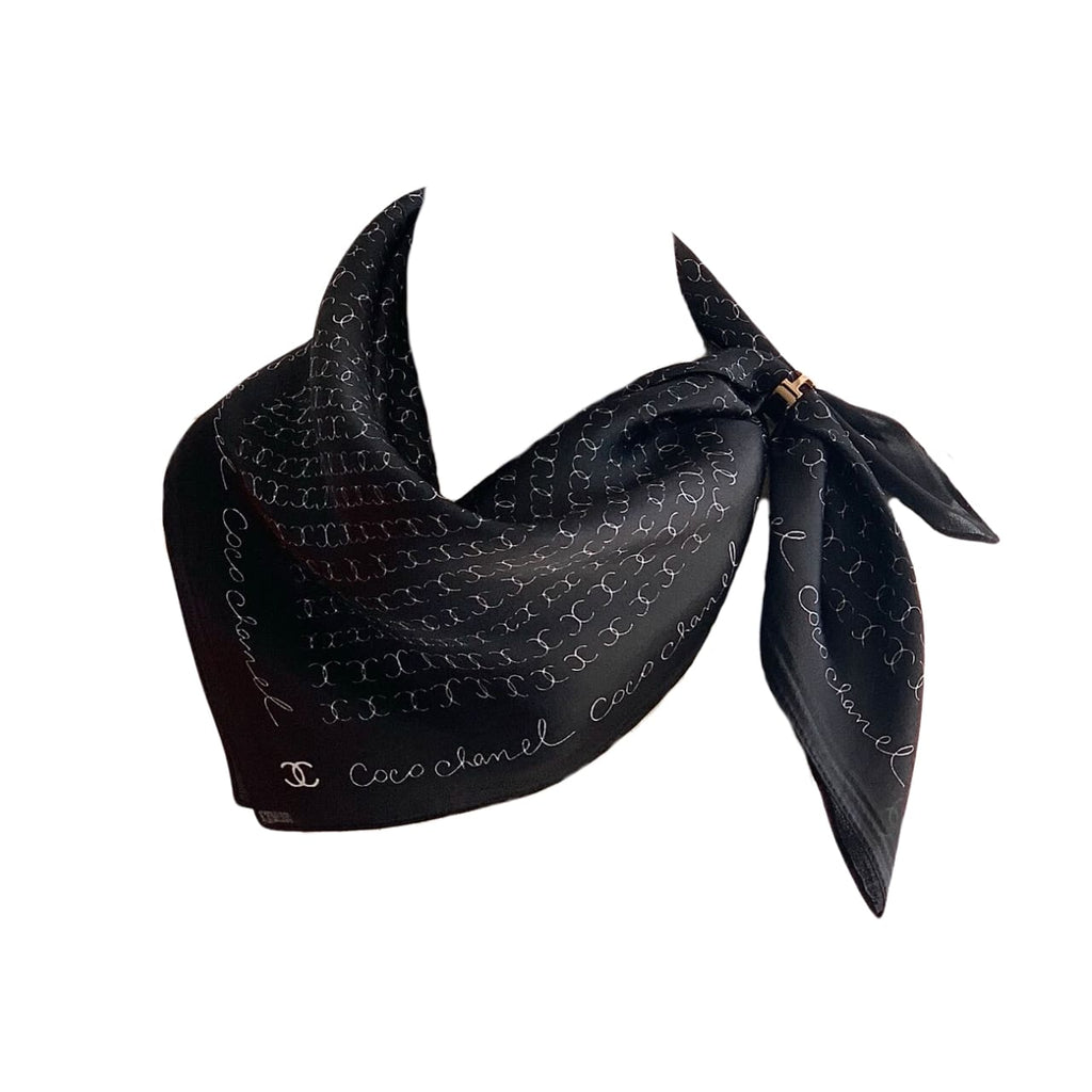 Anum Bags CHL COCO SIGNATURE SILK SCARF IN BLACK 70CM