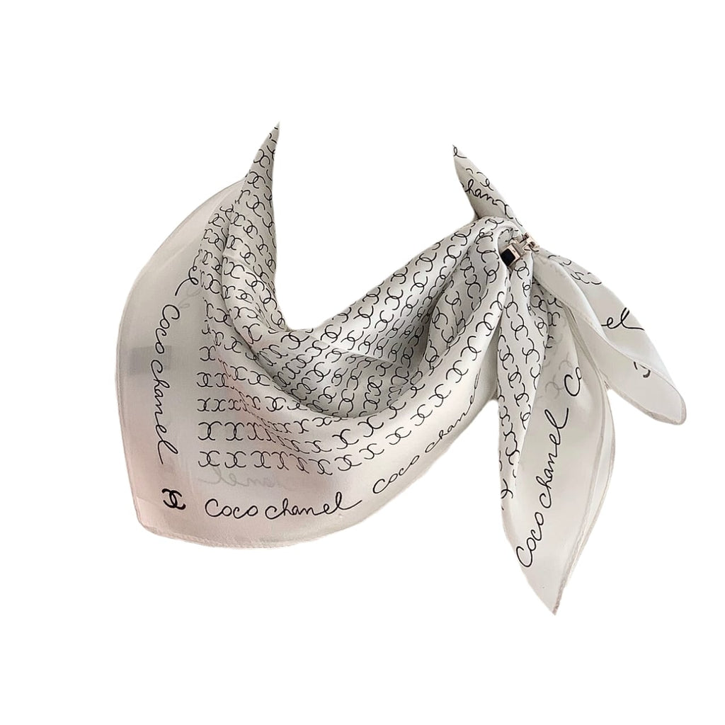Anum Bags CHL COCO SIGNATURE SILK SCARF IN WHITE 70CM