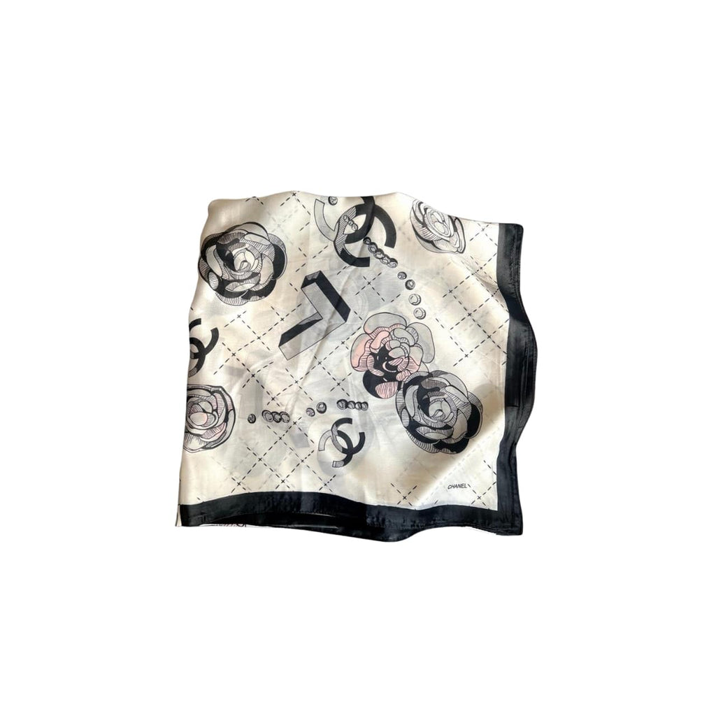 Anum Bags CHL CC WITH PINK FLOWER SQUARE SCARF WHITE 90CM
