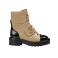 Anum Bags CHANEL LACE UP BOOTS BEIGE BLACK G39516 Y56261 K5119