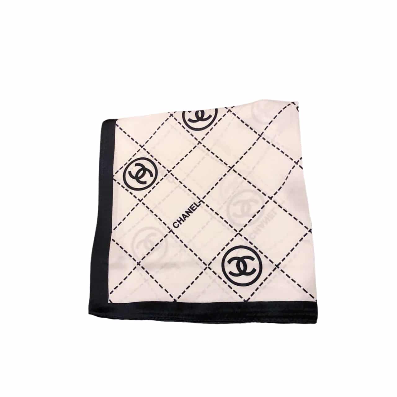 Anum Bags CHL CC LOGO SILK TWILL SQUARE SCARF BLACK WHITE