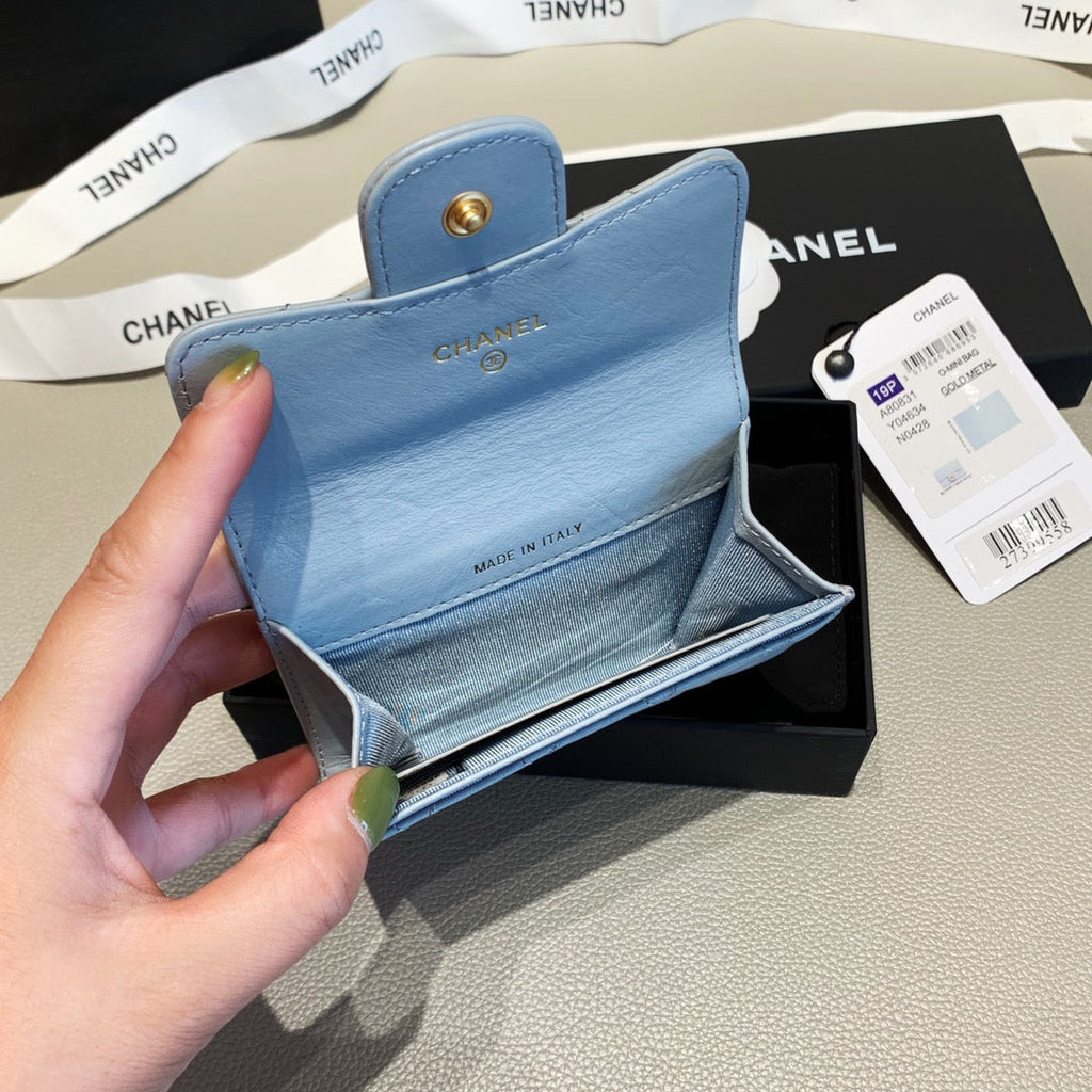 Anum Bags CHL 2.55 FLAP CARD HOLDER LIGHT BLUE WALLET
