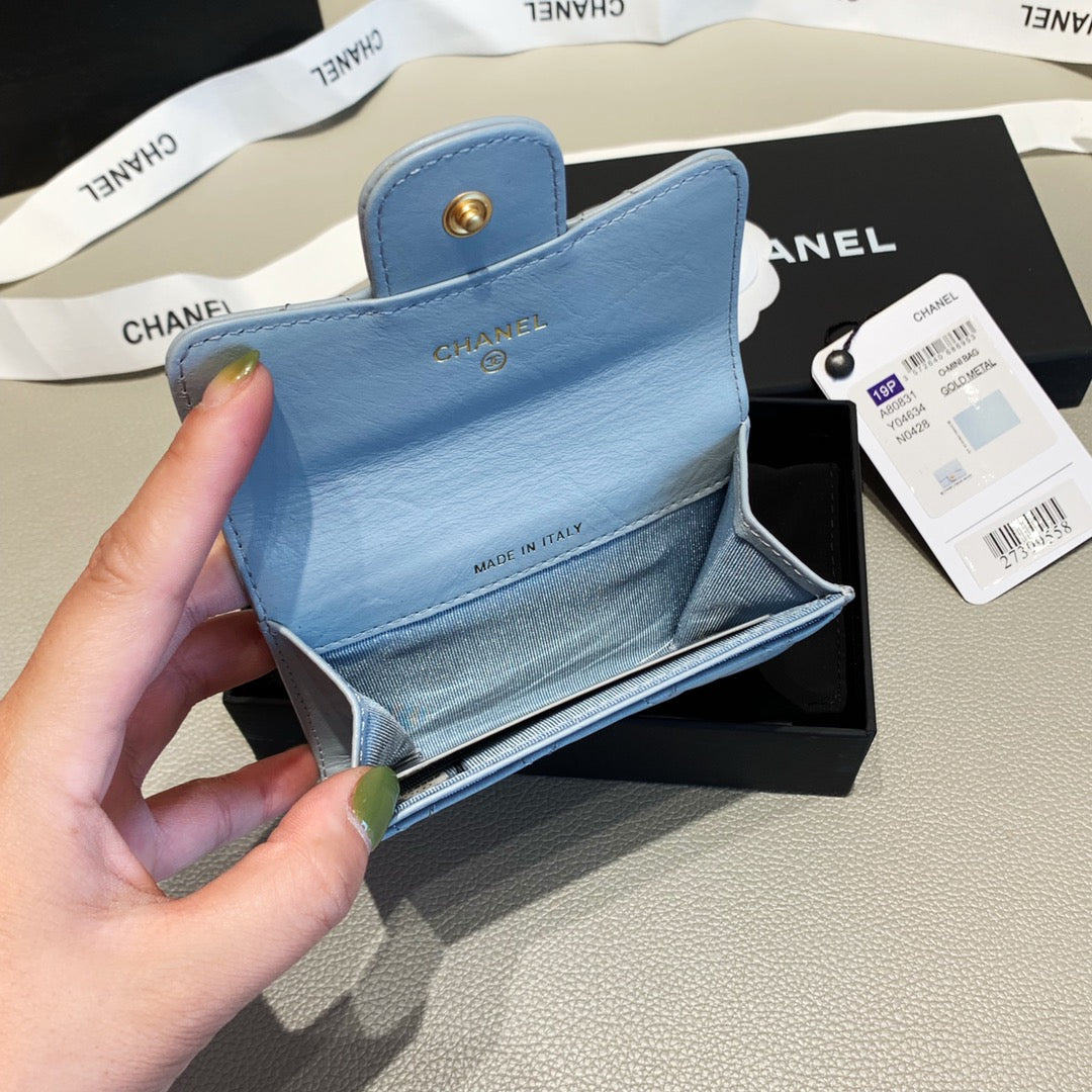 Anum Bags CHL 2.55 FLAP CARD HOLDER LIGHT BLUE WALLET