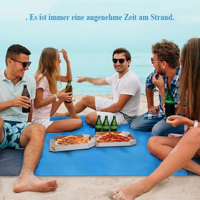 SandBlatt™ Leichte Reisematte – Sandabweisende Stranddecke mit Ankerpfählen