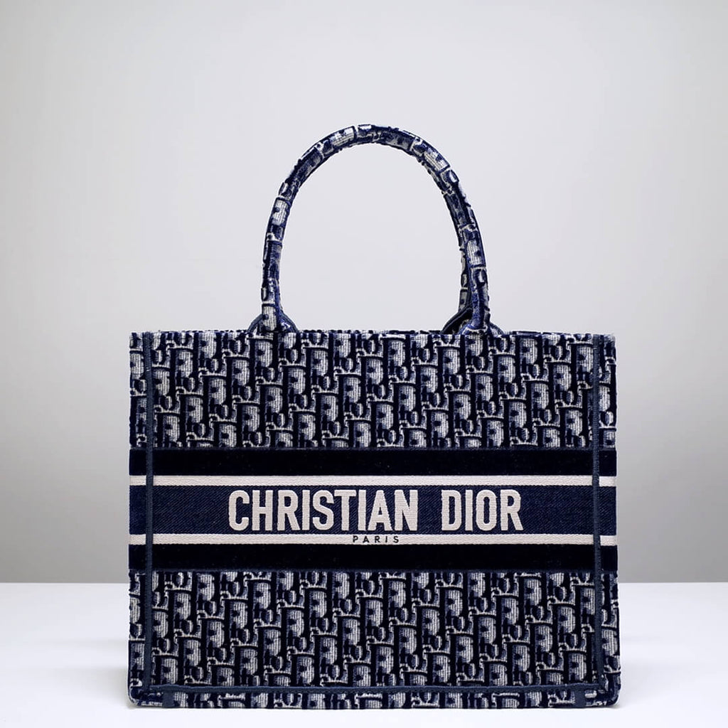 Anum Bags DIR1286 Book Tote big size 36.5cm 41.5cm Oblique Embroidery blue white-2