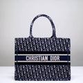 Anum Bags DIR1286 Book Tote big size 36.5cm 41.5cm Oblique Embroidery blue white-2