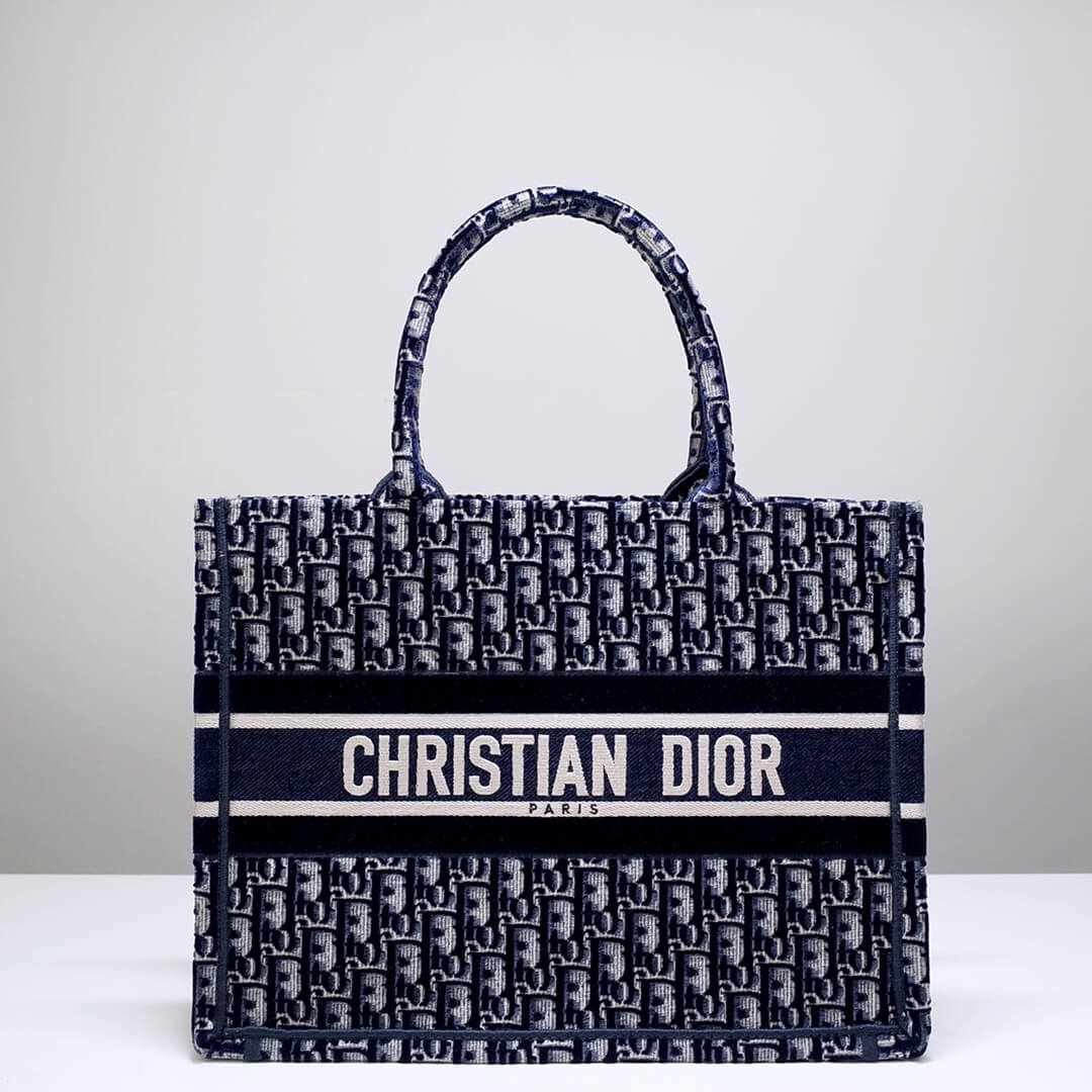 Anum Bags DIR1286 Book Tote big size 36.5cm 41.5cm Oblique Embroidery blue white-2