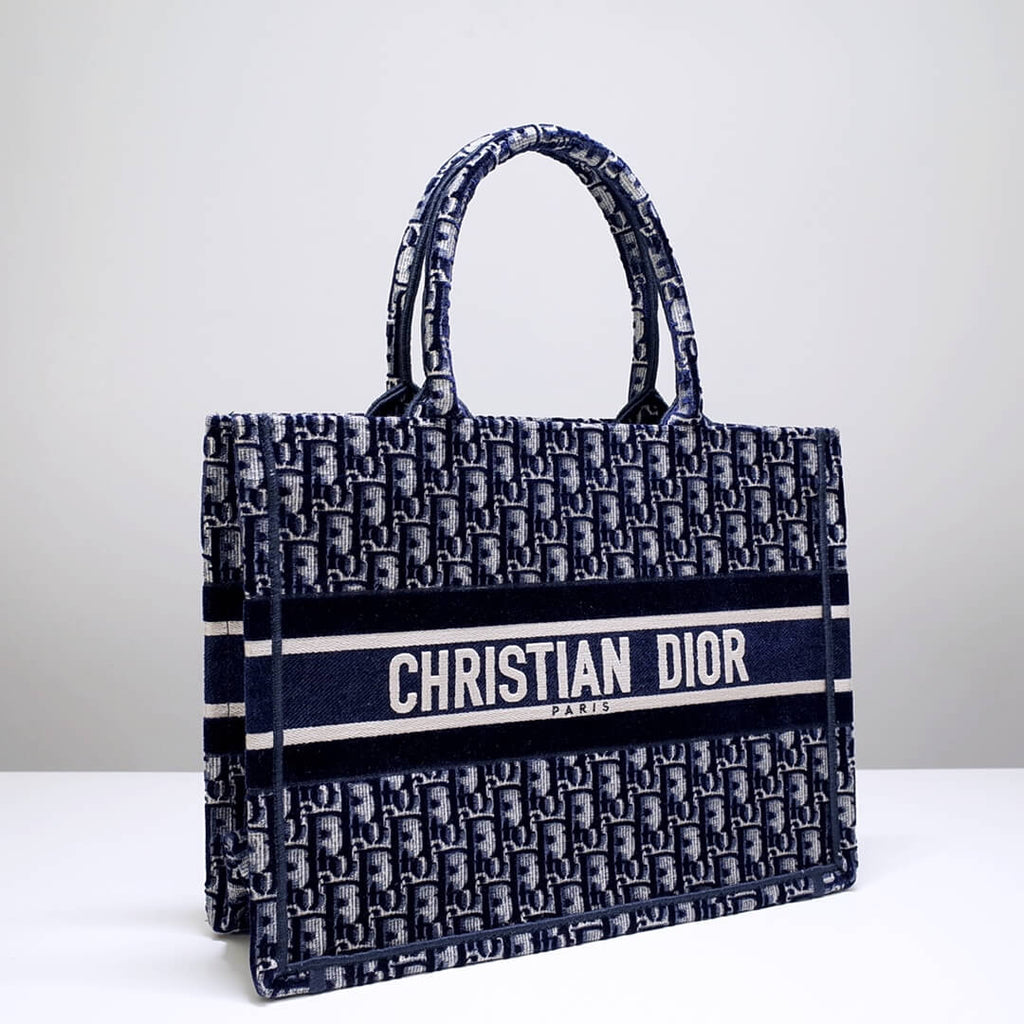 Anum Bags DIR1286 Book Tote big size 36.5cm 41.5cm Oblique Embroidery blue white-2