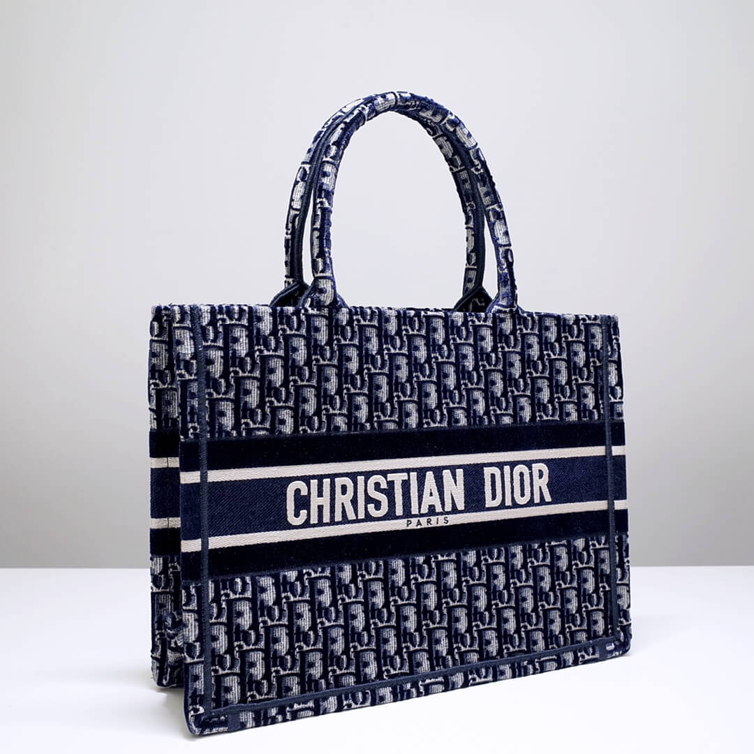 Anum Bags DIR1286 Book Tote big size 36.5cm 41.5cm Oblique Embroidery blue white-2