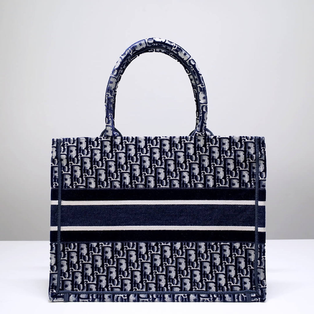Anum Bags DIR1286 Book Tote big size 36.5cm 41.5cm Oblique Embroidery blue white-2