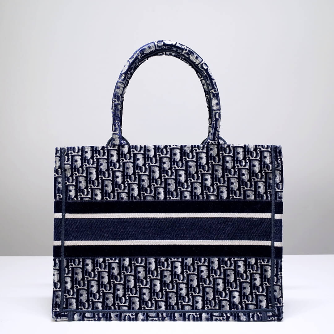 Anum Bags DIR1286 Book Tote big size 36.5cm 41.5cm Oblique Embroidery blue white-2