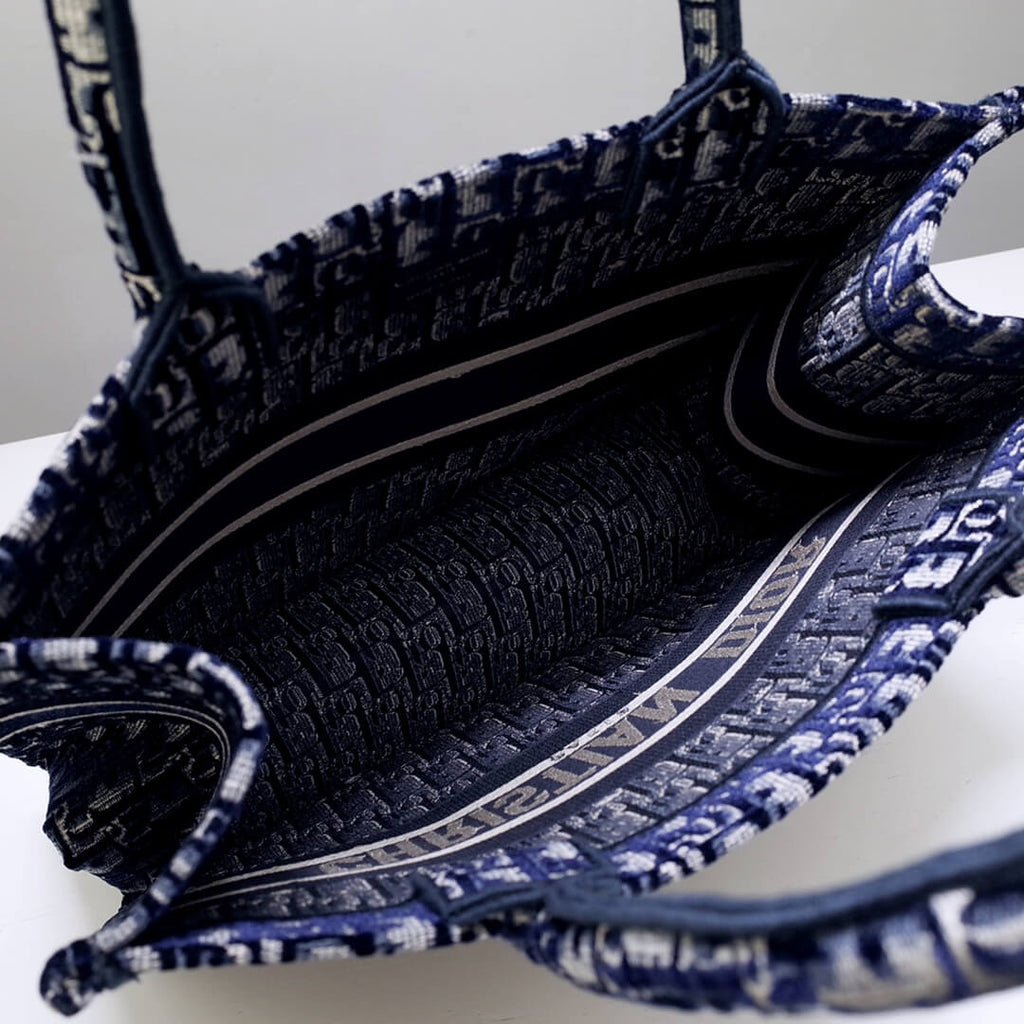 Anum Bags DIR1286 Book Tote big size 36.5cm 41.5cm Oblique Embroidery blue white-2