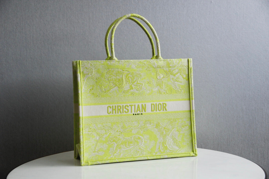 Anum Bags DIR1286 Book Tote grass green big size 36.5CM 41.5CM Embroidery LOGO