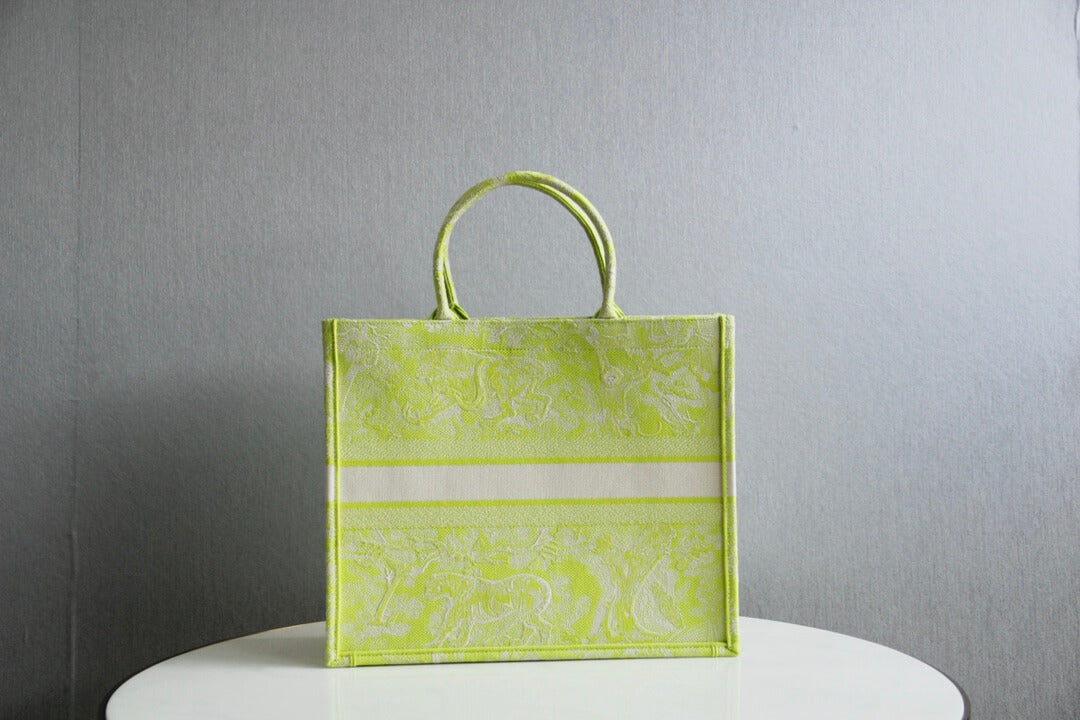 Anum Bags DIR1286 Book Tote grass green big size 36.5CM 41.5CM Embroidery LOGO