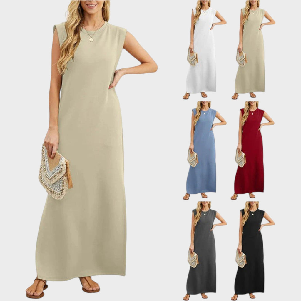 EMY – Knitterfreies, fließendes Sommerkleid mit Schlitz & Taschen