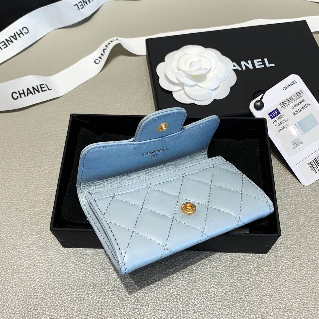 Anum Bags CHL 2.55 FLAP CARD HOLDER LIGHT BLUE WALLET