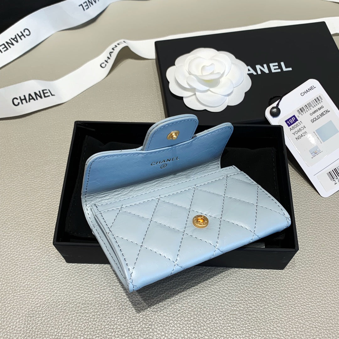 Anum Bags CHL 2.55 FLAP CARD HOLDER LIGHT BLUE WALLET