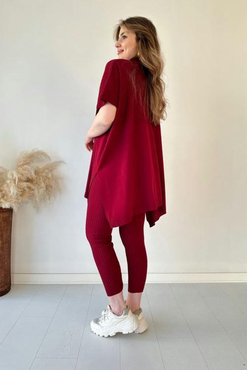 Damen Zweiteiler aus Strick – Oberteil & Hose mit Stehkragen