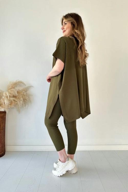 Damen Zweiteiler aus Strick – Oberteil & Hose mit Stehkragen