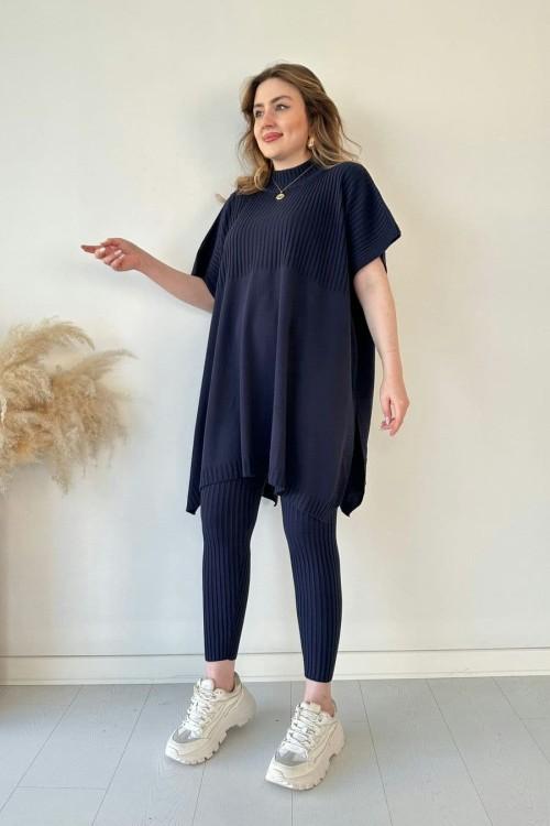 Damen Zweiteiler aus Strick – Oberteil & Hose mit Stehkragen