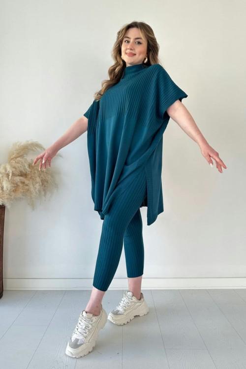 Damen Zweiteiler aus Strick – Oberteil & Hose mit Stehkragen