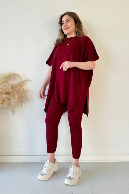Damen Zweiteiler aus Strick – Oberteil & Hose mit Stehkragen