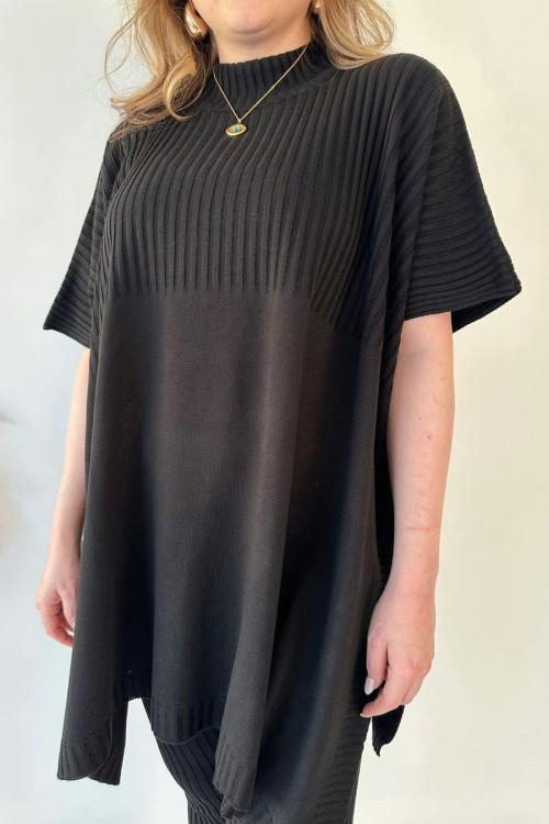 Damen Zweiteiler aus Strick – Oberteil & Hose mit Stehkragen