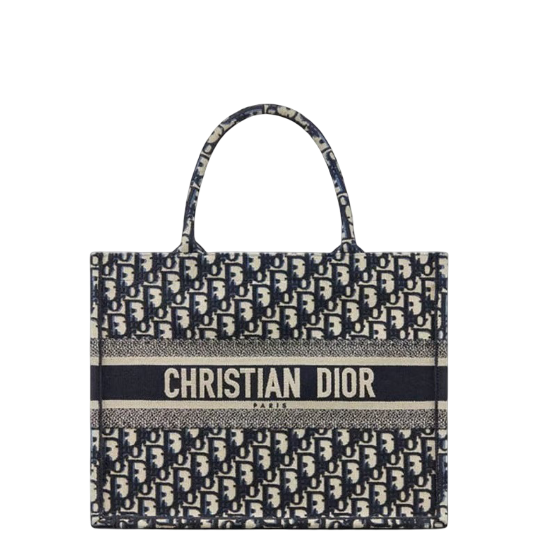 Anum Bags DIR MEDIUM 36CM BLUE OBLIQUE EMBROIDERY BOOK TOTE