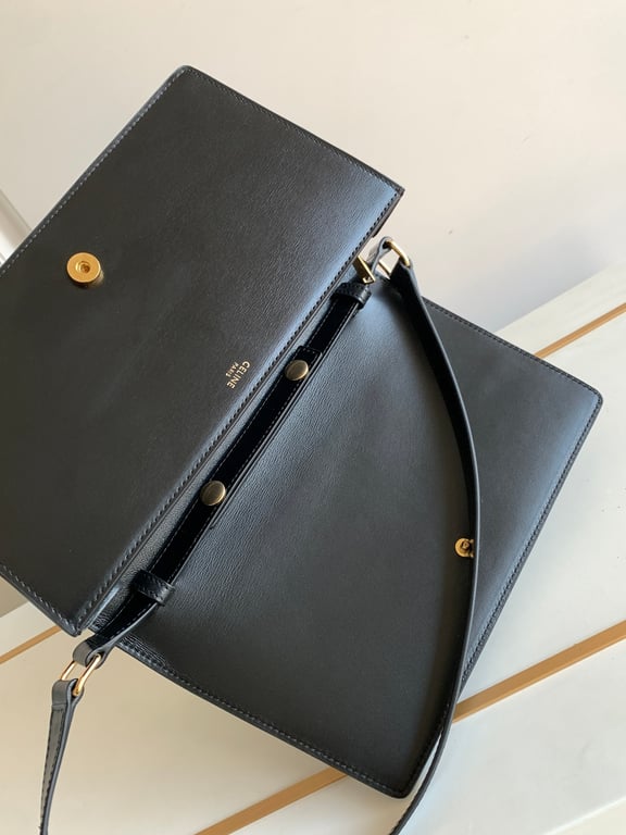 Ezyycart Bags CE BAG TRAPEZE TRIOMPHE BAG IN SHINY CALFSKIN BLACK