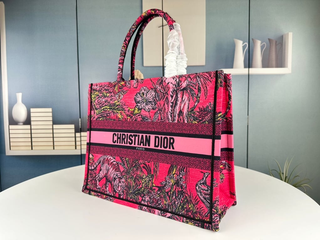 Ezyycart Bags DIR 41CM LARGE FUCHSIA MULTICOLOR BOOK TOTE