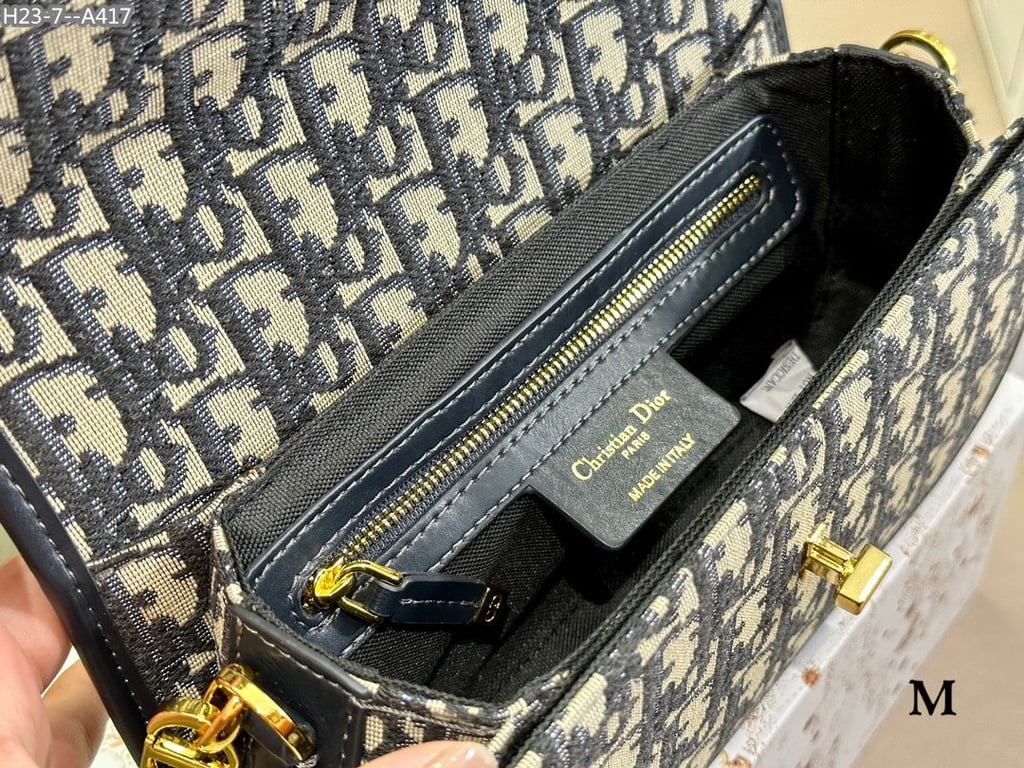 Ezyycart Bags DIR 30 MONTAIGNE AVENUE BAG BLUE DIR OBLIQUE JACQUARD 23CM