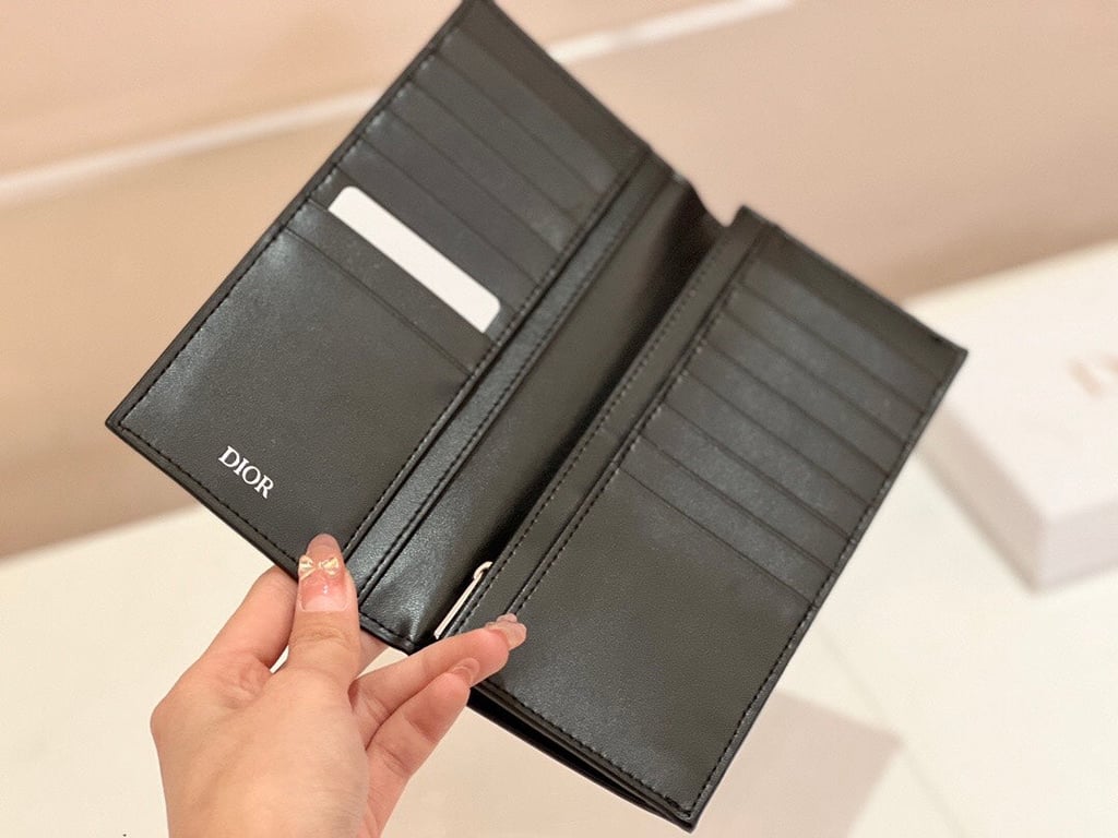 Ezyycart Bags dir LONG BI FOLD CARD HOLDER BLACK OBLIQUE JACQUARD 17.5CM 2ESCH147YSE H03E
