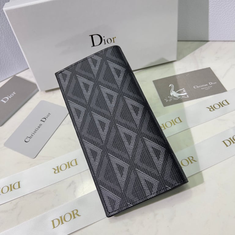 Anum Bags dir VERTICAL LONG WALLET BLACK CD DIAMOND CANVAS 17.5CM 2ESBC002DCO H43E