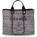 Anum Bags CHL BLACK DEAUVILLE TOTE RAFFIA CANVAS BAG