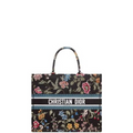 Ezyycart Bags DIR LARGE EMBROIDERY BOOK TOTE BLACK MULTICOLOR CD PETITES FLEURS 41CM