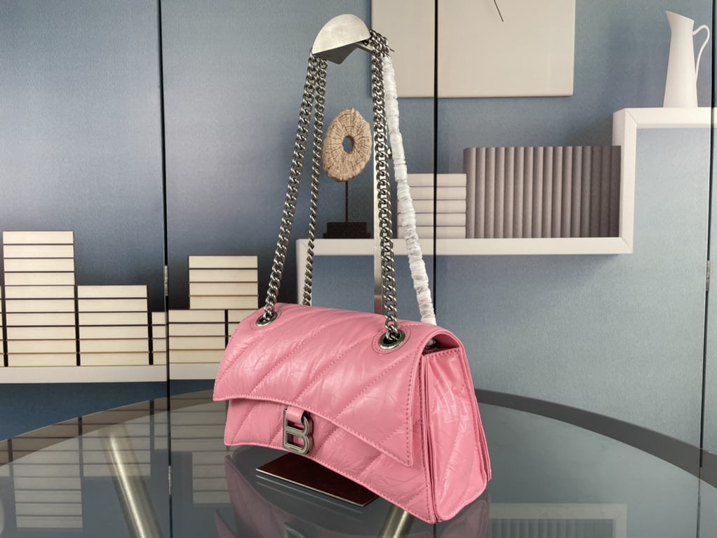 Ezyycart Bags BALENCIAGA CRUSH SMALL CHAIN BAG QUILTED IN PINK 25CM