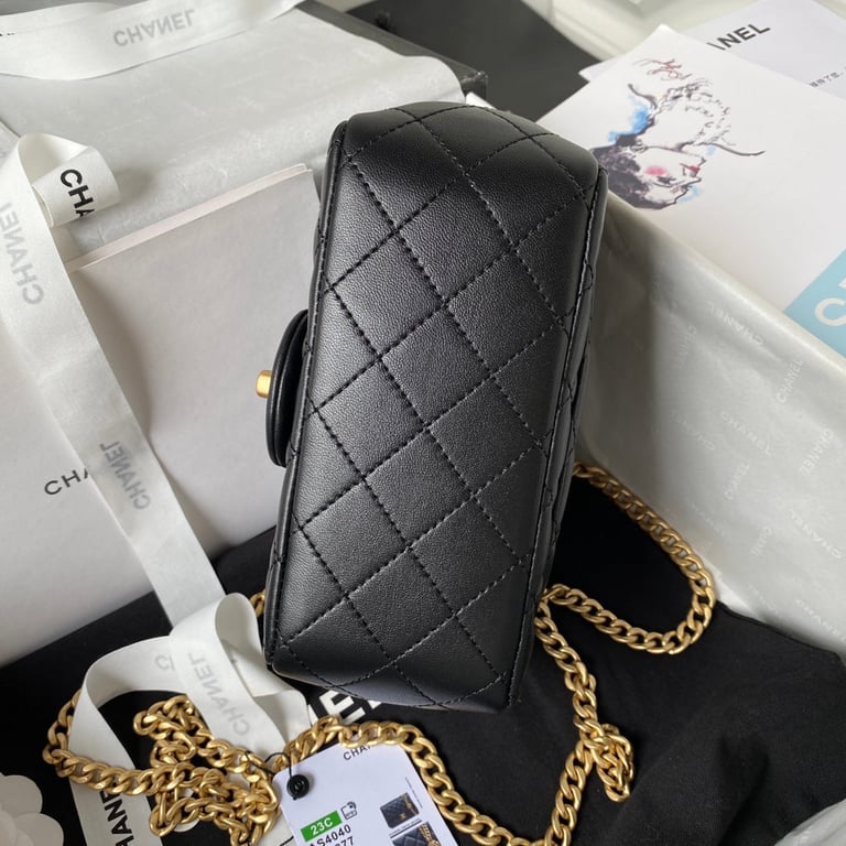 Anum Bags CHL BLACK RECTANGULAR MINI FLAP BAG 18CM