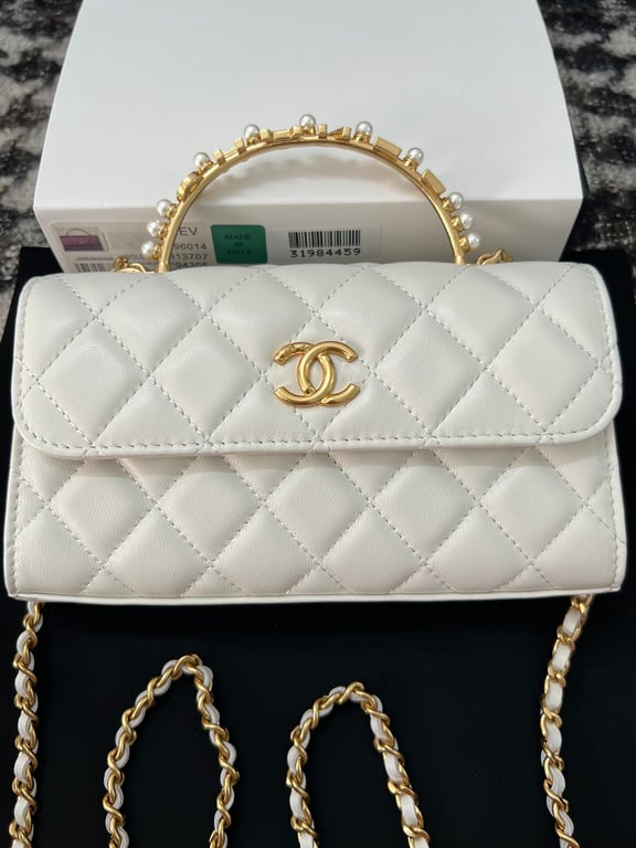 Anum Bags CHL LAMBSKIN MINI KELLY FLAP BAG WHITE 17CM