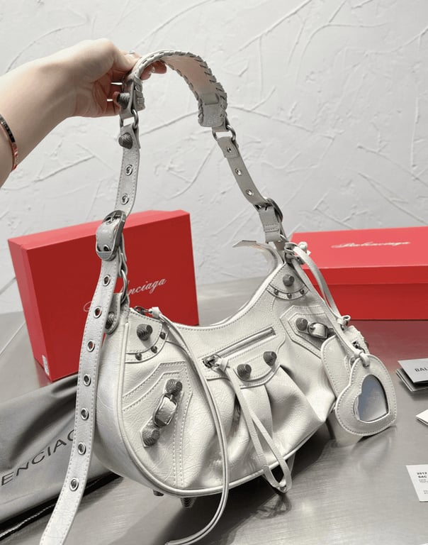 Ezyycart Bags BALENCIAGA LE CAGOLE XS SHOULDER BAG IN WHITE 25CM
