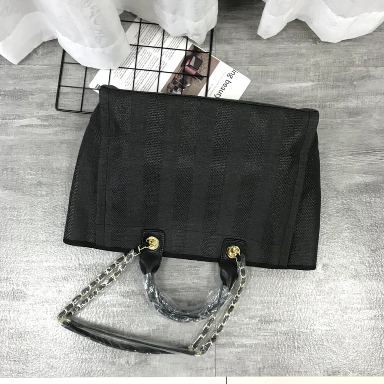 Anum Bags CHL CANVAS LARGE BLACK TOTE BAG 38CM A66941