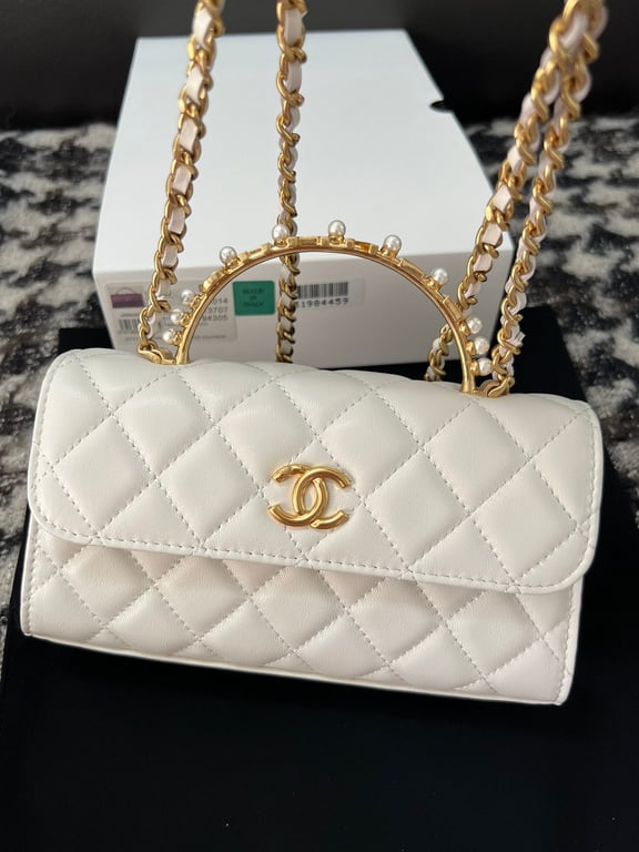 Anum Bags CHL LAMBSKIN MINI KELLY FLAP BAG WHITE 17CM
