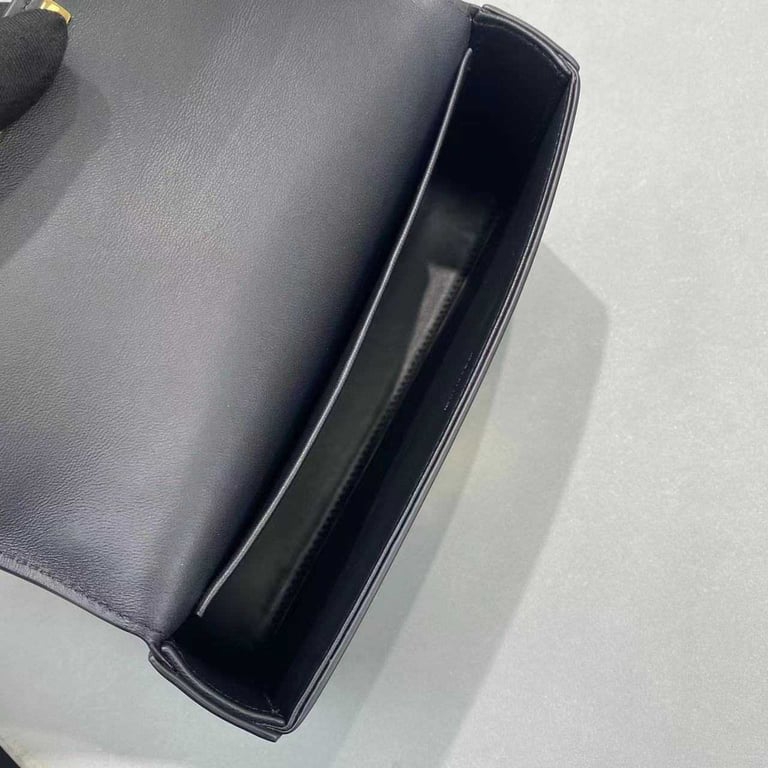 Ezyycart Bags CE CHAIN BOX TRIOMPHE BAG IN SHINY CALFSKIN BLACK