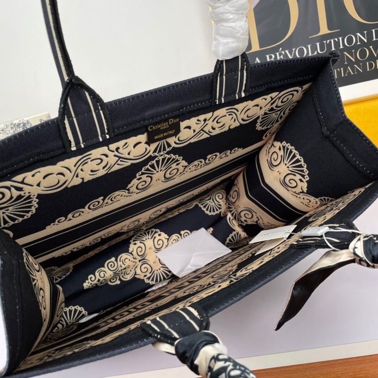 Ezyycart Bags DIR LARGE BOOK TOTE BLUE GOLD CORNELY EMBROIDERY 42CM