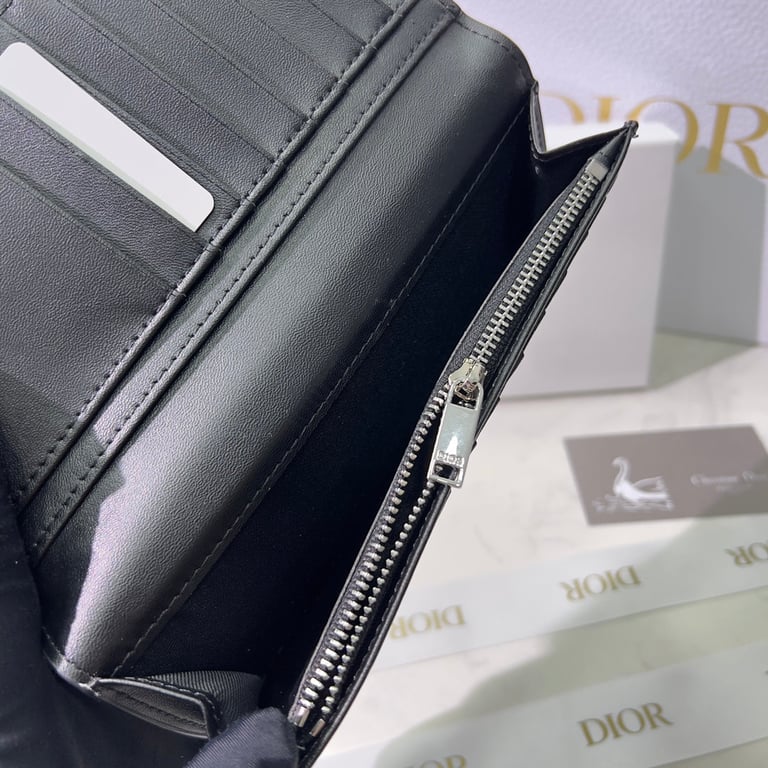 Anum Bags dir VERTICAL LONG WALLET BLACK CD DIAMOND CANVAS 17.5CM 2ESBC002DCO H43E
