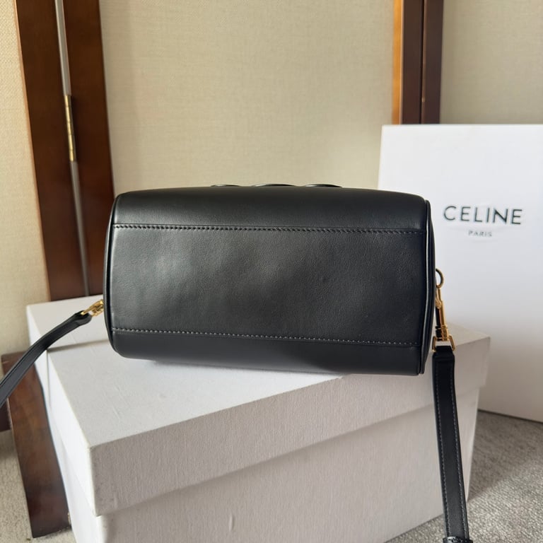 Ezyycart Bags CE SMALL BOSTON BAG IN SMOOTH CALFSKIN WITH CUIR TRIOMPHE BLACK