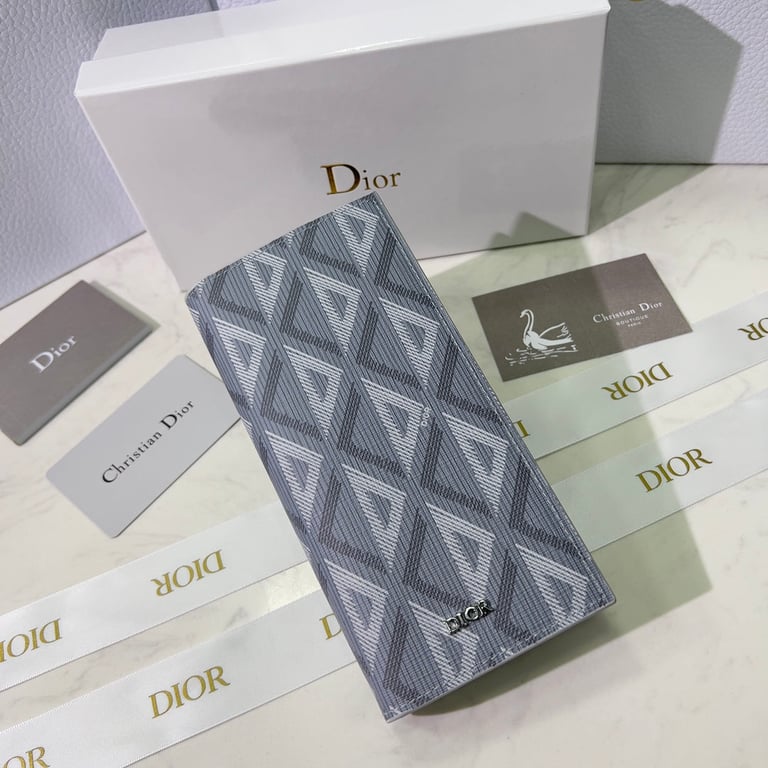 Ezyycart Bags dir VERTICAL LONG WALLET GREY CD DIAMOND CANVAS 2ESBC002DCO H42E