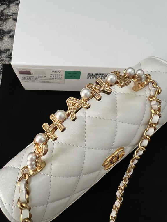 Anum Bags CHL LAMBSKIN MINI KELLY FLAP BAG WHITE 17CM