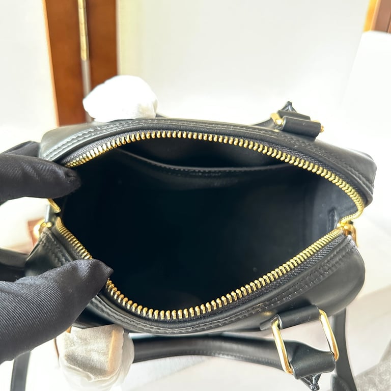 Ezyycart Bags CE SMALL BOSTON BAG IN SMOOTH CALFSKIN WITH CUIR TRIOMPHE BLACK
