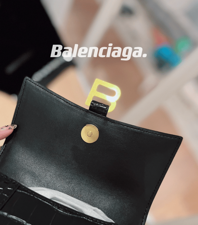 Ezyycart Bags BALENCIAGA CROC HOURGLASS BAG BLACK 23CM